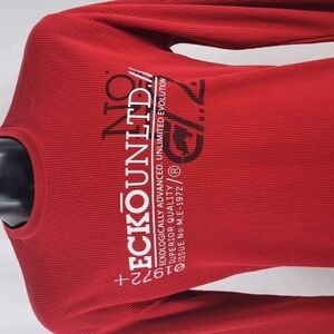 Echo Unlimited lightweight thermal red & white spellout logo LG casual shirt